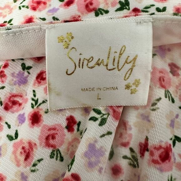 Siren Lily floral, print flowing, stretchy, V-neck dress Size L - Picture 5 of 11